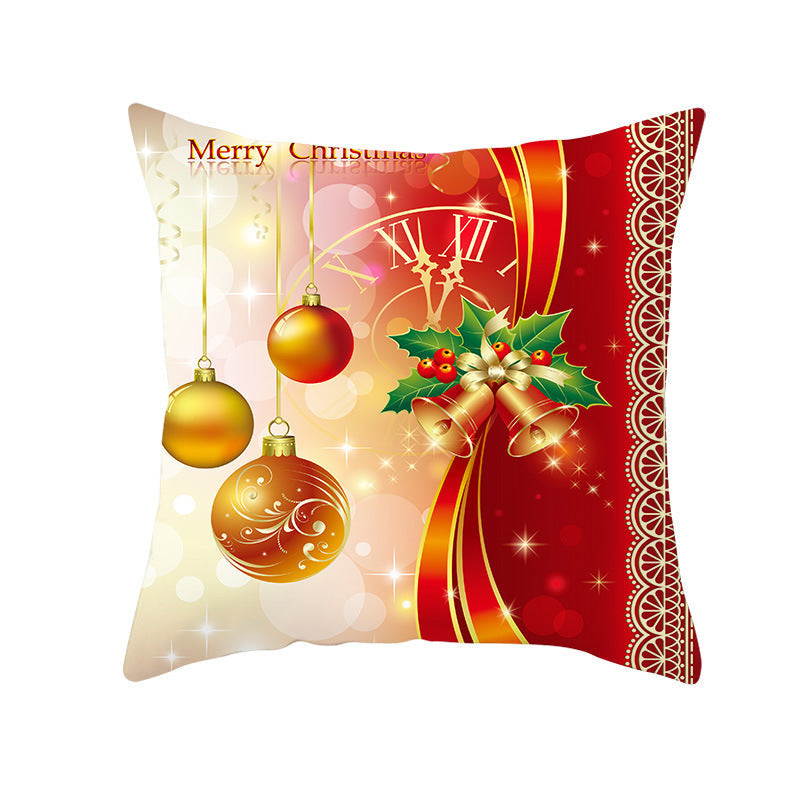 KTX-894419 Santa Elk Cartoon Lumbar Pillow Cover - Plush Cushion with Various Car Patterns (45x45cm)