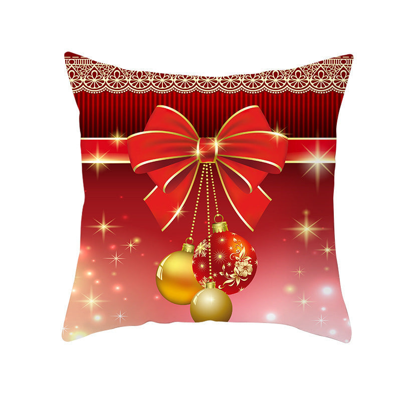 KTX-894419 Santa Elk Cartoon Lumbar Pillow Cover - Plush Cushion with Various Car Patterns (45x45cm)