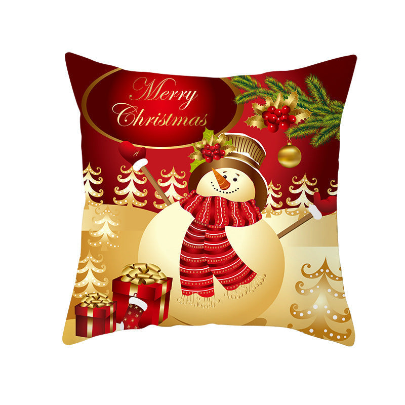 KTX-894419 Santa Elk Cartoon Lumbar Pillow Cover - Plush Cushion with Various Car Patterns (45x45cm)