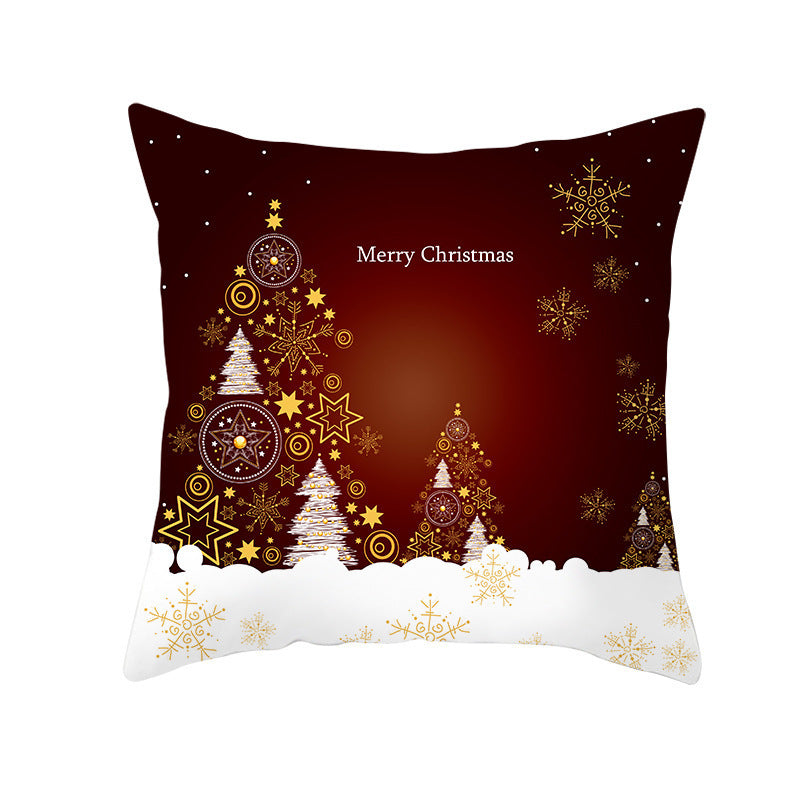 KTX-894419 Santa Elk Cartoon Lumbar Pillow Cover - Plush Cushion with Various Car Patterns (45x45cm)