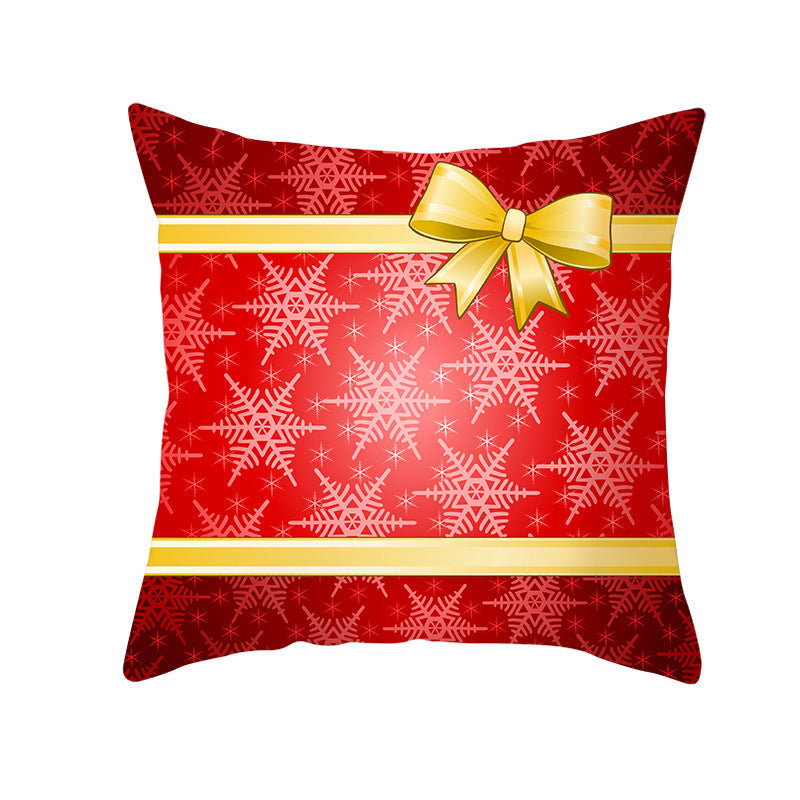 KTX-894419 Santa Elk Cartoon Lumbar Pillow Cover - Plush Cushion with Various Car Patterns (45x45cm)