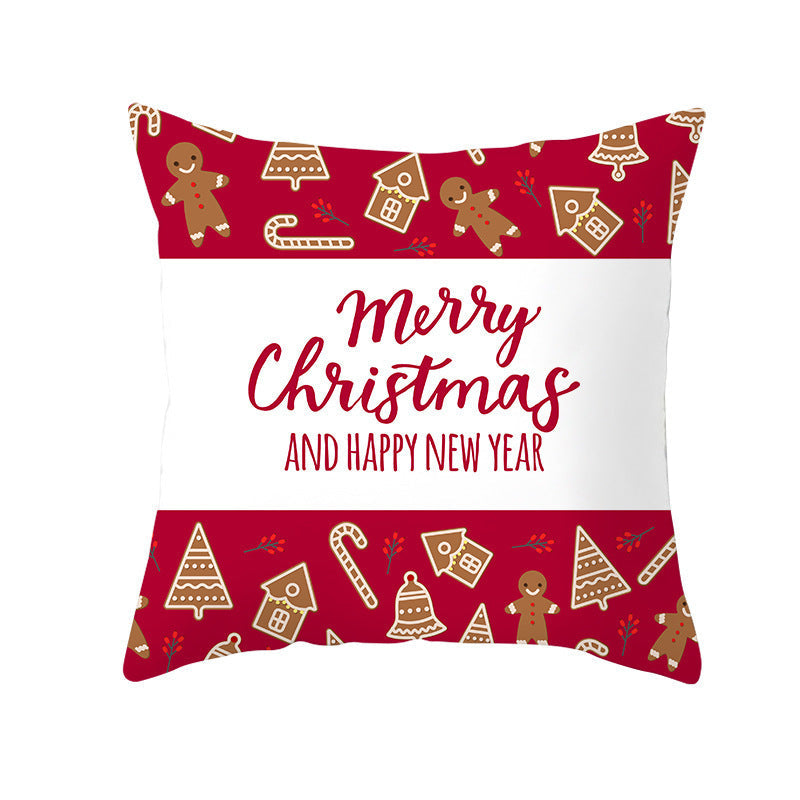 KTX-894419 Santa Elk Cartoon Lumbar Pillow Cover - Plush Cushion with Various Car Patterns (45x45cm)