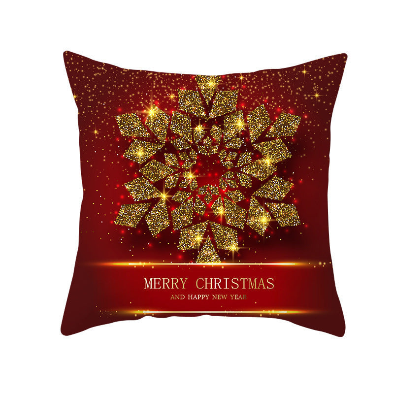 KTX-894419 Santa Elk Cartoon Lumbar Pillow Cover - Plush Cushion with Various Car Patterns (45x45cm)