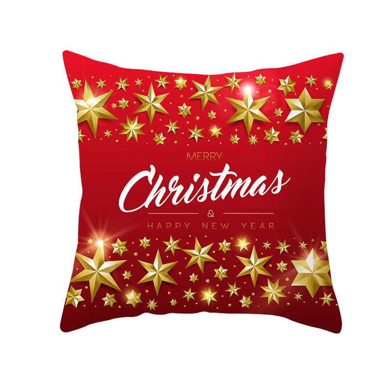 KTX-894419 Santa Elk Cartoon Lumbar Pillow Cover - Plush Cushion with Various Car Patterns (45x45cm)