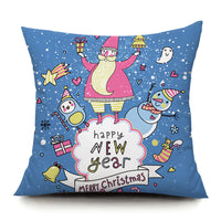 HKM-894419 Santa Elk Cartoon Lumbar Pillow Cover - Plush Cushion with Various Car Patterns (45x45cm)