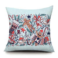 HKM-894419 Santa Elk Cartoon Lumbar Pillow Cover - Plush Cushion with Various Car Patterns (45x45cm)