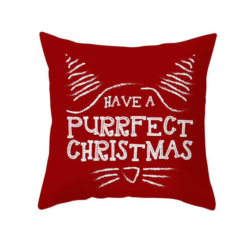 KTX-894419 Santa Elk Cartoon Lumbar Pillow Cover - Plush Cushion with Various Car Patterns (45x45cm)