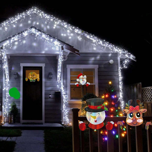 HKM-894547 Festive Santa Claus and Snowman Plastic Fence Peeker Decoration for Holiday Home and Garden Decor