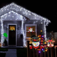 HKM-894547 Festive Santa Claus and Snowman Plastic Fence Peeker Decoration for Holiday Home and Garden Decor