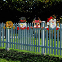 HKM-894547 Festive Santa Claus and Snowman Plastic Fence Peeker Decoration for Holiday Home and Garden Decor