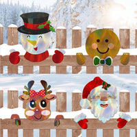 HKM-894547 Festive Santa Claus and Snowman Plastic Fence Peeker Decoration for Holiday Home and Garden Decor