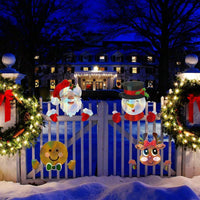 HKM-894547 Festive Santa Claus and Snowman Plastic Fence Peeker Decoration for Holiday Home and Garden Decor