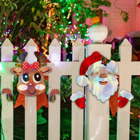 HKM-894547 Festive Santa Claus and Snowman Plastic Fence Peeker Decoration for Holiday Home and Garden Decor