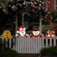 HKM-894547 Festive Santa Claus and Snowman Plastic Fence Peeker Decoration for Holiday Home and Garden Decor