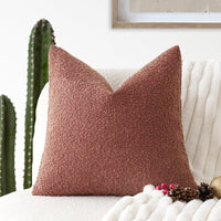 HKM-894739 Textured Boucle Throw Pillow Covers for Couch, Sofa, Chair - Soft Decorative Cushion Cases for Living Room and Bedroom
