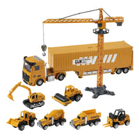 HKM-894995 Inertia Alloy Diecast Transport Trailer Truck Toy Set for Kids, 1:14 Scale Metal Engineering Vehicle, Ages 3+