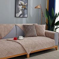 HKM-895059 Thick Plush Sofa Cushion Cover for Autumn and Winter, Non-Slip Polyester Fabric