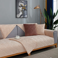 HKM-895059 Thick Plush Sofa Cushion Cover for Autumn and Winter, Non-Slip Polyester Fabric