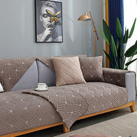 HKM-895059 Thick Plush Sofa Cushion Cover for Autumn and Winter, Non-Slip Polyester Fabric