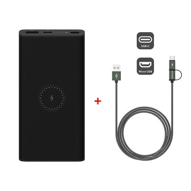 HKM-895123 10,000 mAh High-Capacity Wireless Charging Power Bank with USB-C Input, Available in White and Black