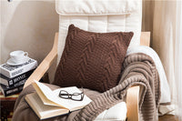 HKM-895123 Thick Knitted Acrylic Cushion Cover - Plain Blended Design 45x45cm