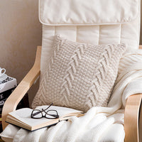 HKM-895123 Thick Knitted Acrylic Cushion Cover - Plain Blended Design 45x45cm