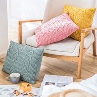 HKM-895123 Thick Knitted Acrylic Cushion Cover - Plain Blended Design 45x45cm