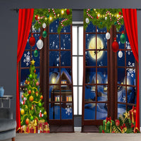 HKM-895443 Digital Printed Christmas Curtains - High Shading, Polyester, Multiple Designs and Sizes Available