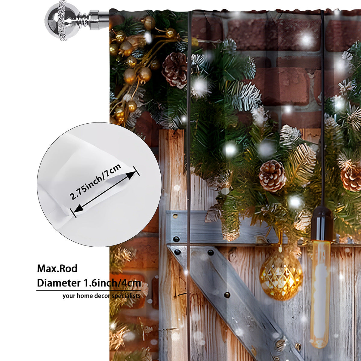HKM-895443 Digital Printed Christmas Curtains - High Shading, Polyester, Multiple Designs and Sizes Available