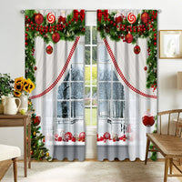 HKM-895443 Digital Printed Christmas Curtains - High Shading, Polyester, Multiple Designs and Sizes Available