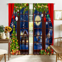 HKM-895443 Digital Printed Christmas Curtains - High Shading, Polyester, Multiple Designs and Sizes Available