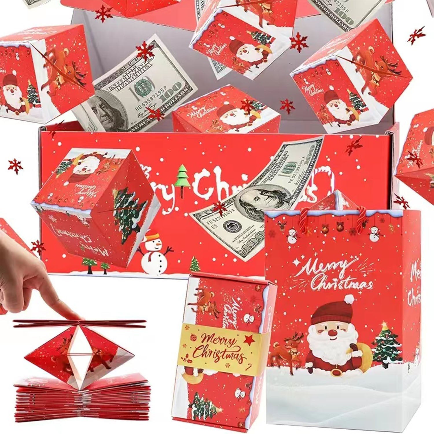 HKM-895699 Creative Birthday Surprise Box Set - Santa Snowman Design in Multiple Sizes
