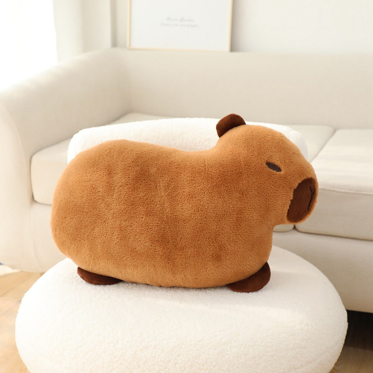 HKM-895699 Cute Animal Embroidered Capybara Plush Pillow - Cartoon Home Cushion (48x28cm)