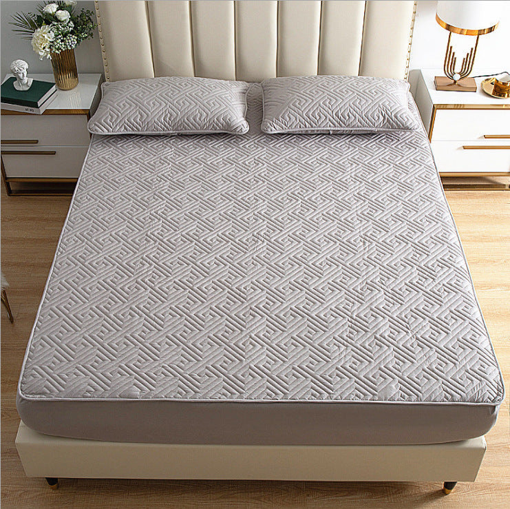 HKM-895699 Quilted Solid Color Cotton Bedspread - Non-Slip Mattress Protector Cover - Modern Simple Design