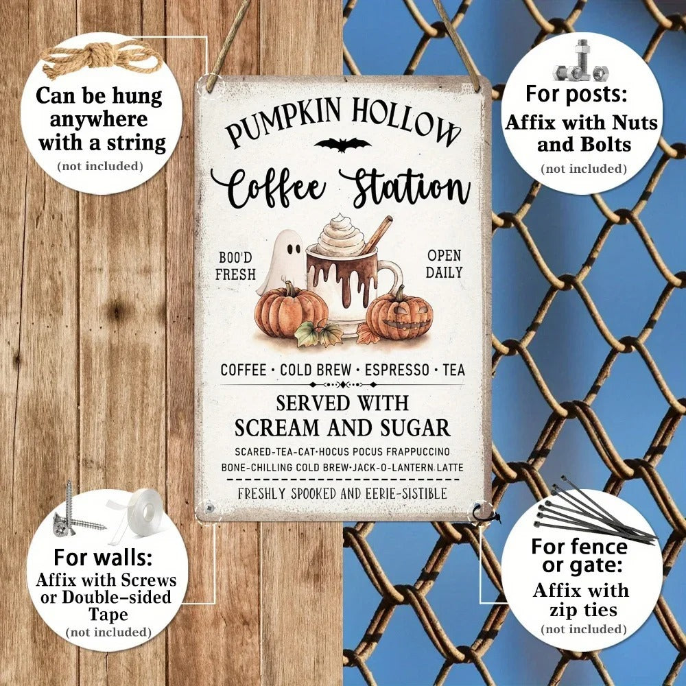 HKM-895827 Halloween Dessert Guide Wall Art - Iron Decoration for Home, Office, and Restaurants (20x30CM)