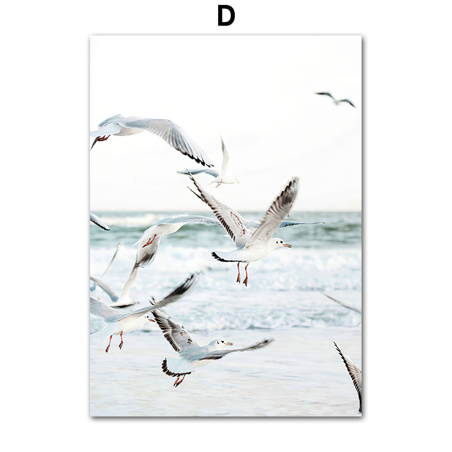 HKM-895891 Dandelion and Dolphin Canvas Wall Art – Vertical Landscape Print for Beach Decor