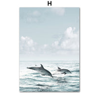 HKM-895891 Dandelion and Dolphin Canvas Wall Art – Vertical Landscape Print for Beach Decor