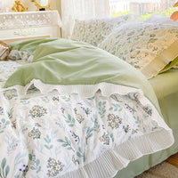 HKM-895891 Washed Cotton Floral Quilt Cover Set - 4-Piece Bed Sheet Set in Various Colors