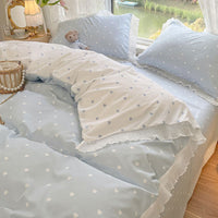 HKM-895891 Washed Cotton Floral Quilt Cover Set - 4-Piece Bed Sheet Set in Various Colors