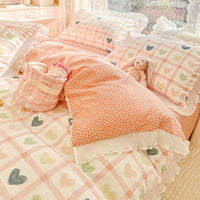 HKM-895891 Washed Cotton Floral Quilt Cover Set - 4-Piece Bed Sheet Set in Various Colors