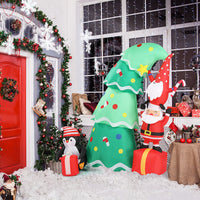 HKM-896019 6ft Christmas Inflatable Decoration with LED Lights - Elf, Santa, and Penguin Design for Holiday Cheer