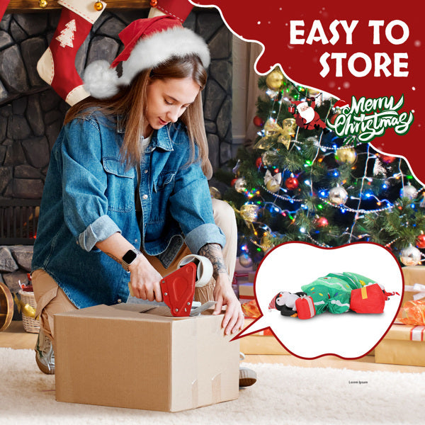 HKM-896019 6ft Christmas Inflatable Decoration with LED Lights - Elf, Santa, and Penguin Design for Holiday Cheer