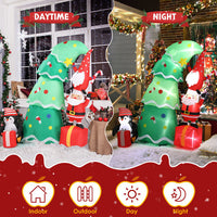HKM-896019 6ft Christmas Inflatable Decoration with LED Lights - Elf, Santa, and Penguin Design for Holiday Cheer