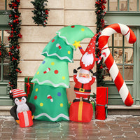 HKM-896019 6ft Christmas Inflatable Decoration with LED Lights - Elf, Santa, and Penguin Design for Holiday Cheer