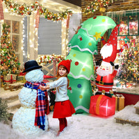 HKM-896019 6ft Christmas Inflatable Decoration with LED Lights - Elf, Santa, and Penguin Design for Holiday Cheer