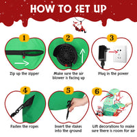 HKM-896019 6ft Christmas Inflatable Decoration with LED Lights - Elf, Santa, and Penguin Design for Holiday Cheer