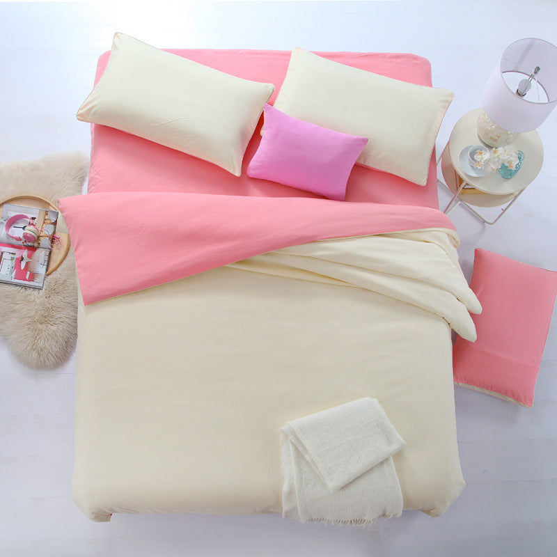 HKM-896211 Double Spell Four-Piece Bedding Set - Soft Polyester Fiber Fabric