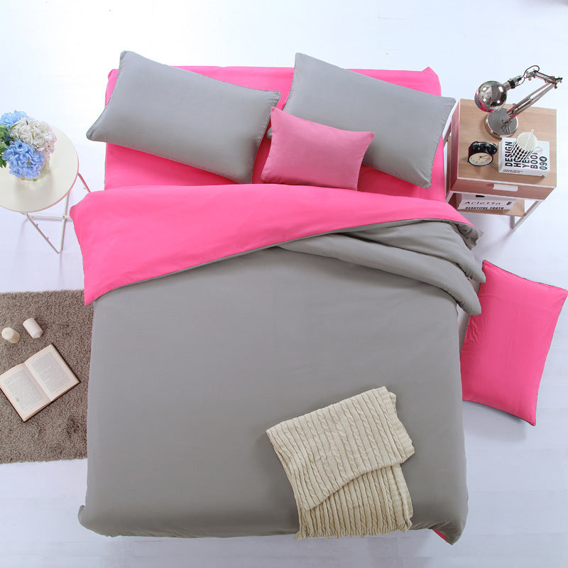 HKM-896211 Double Spell Four-Piece Bedding Set - Soft Polyester Fiber Fabric