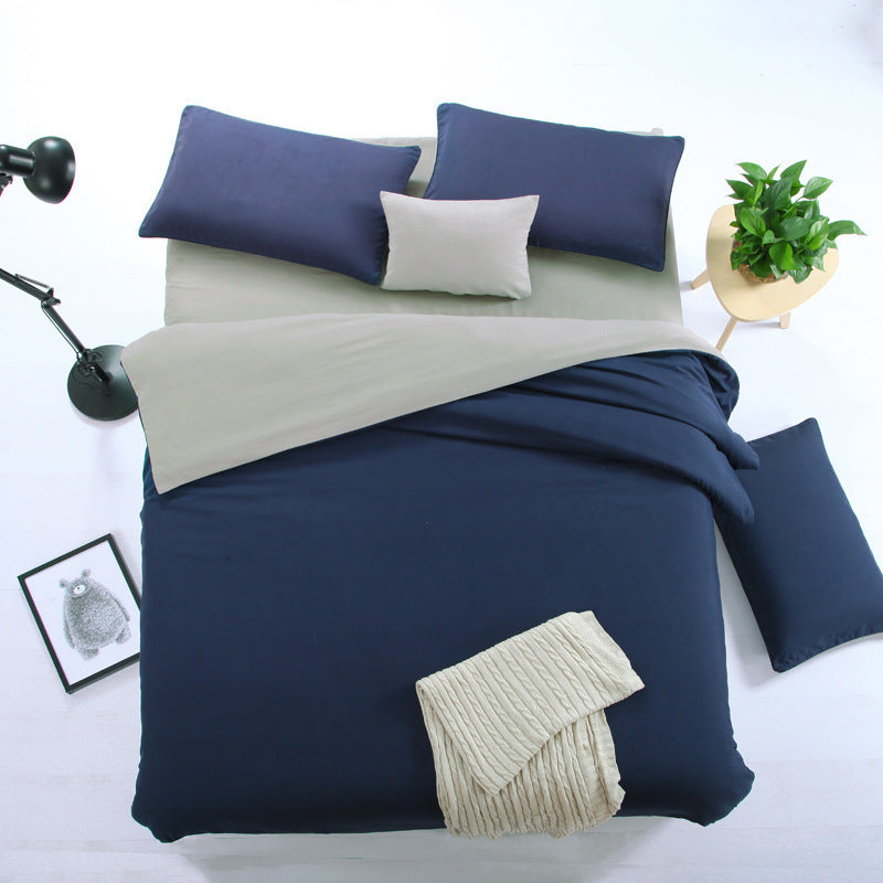 HKM-896211 Double Spell Four-Piece Bedding Set - Soft Polyester Fiber Fabric