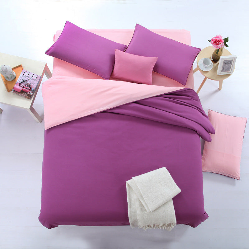 HKM-896211 Double Spell Four-Piece Bedding Set - Soft Polyester Fiber Fabric